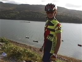Gavin at Shieldaig, 25.9 miles from Camustiel, with just seven miles to go to the hostel at Torridon